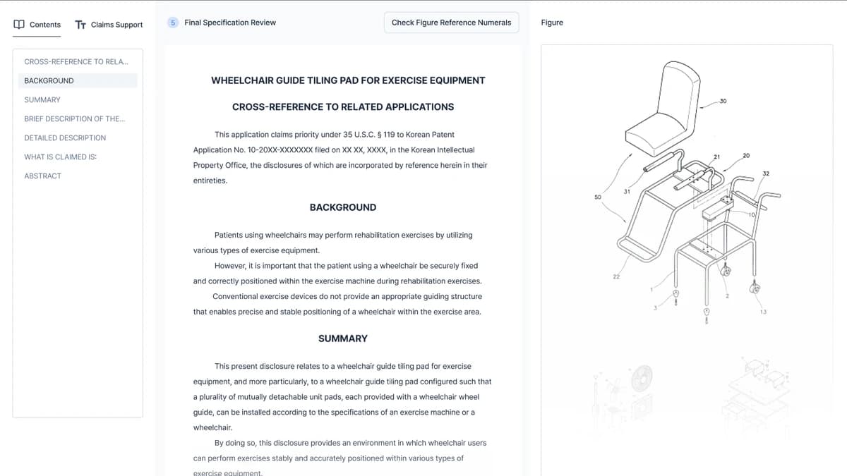 PatentSpace Specification Writing Interface